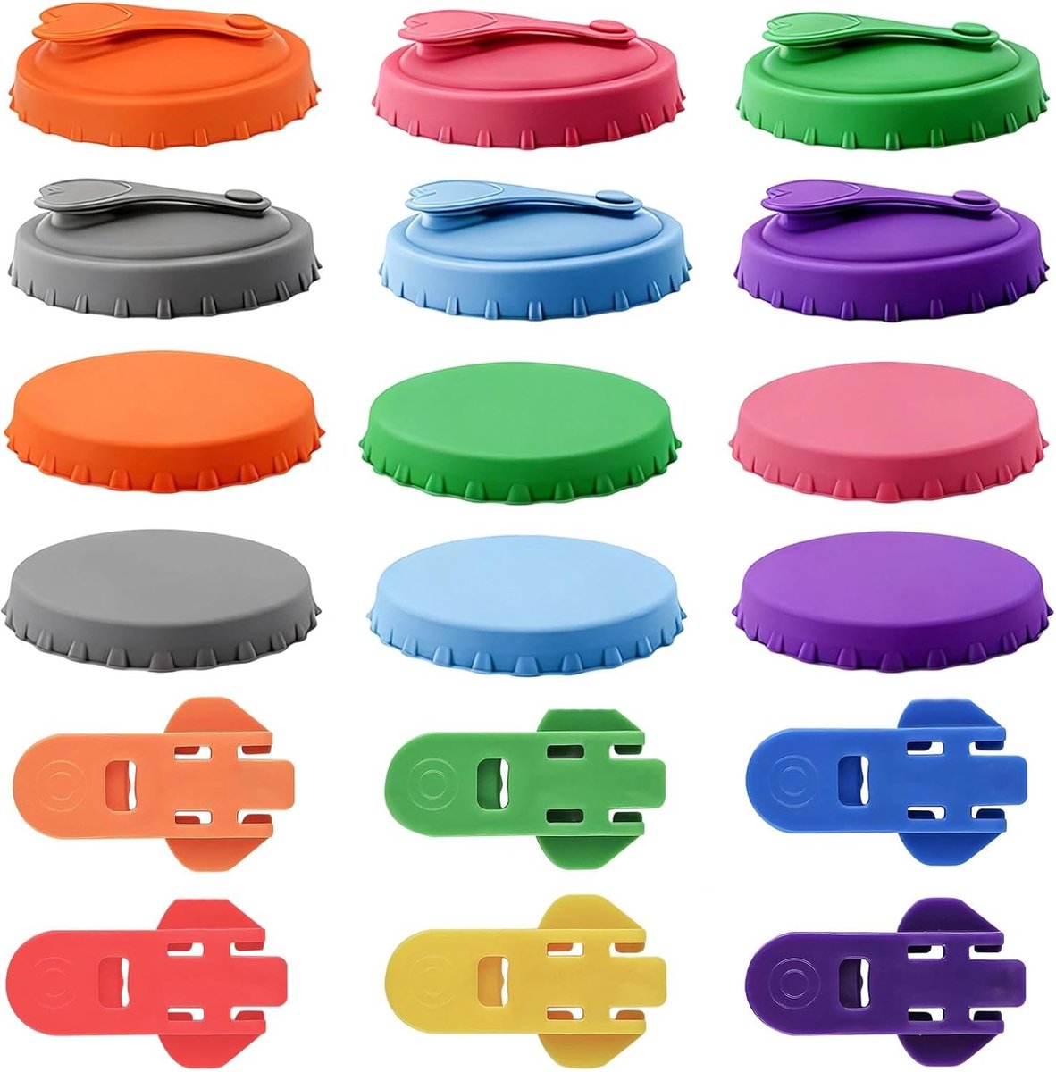 Drinkblikdeksels 12 stuks - Herbruikbaar silicone - Kleurrijke sluitingen - Ideaal voor feestjes - ShopVlot