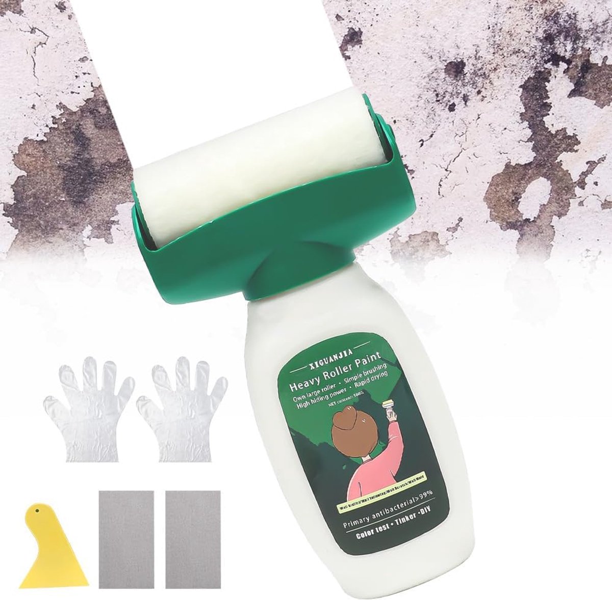 Muurherstelroller 500g - Witte muurverf - 2-in-1 reparatietool - Voor krassen en vlekken - ShopVlot