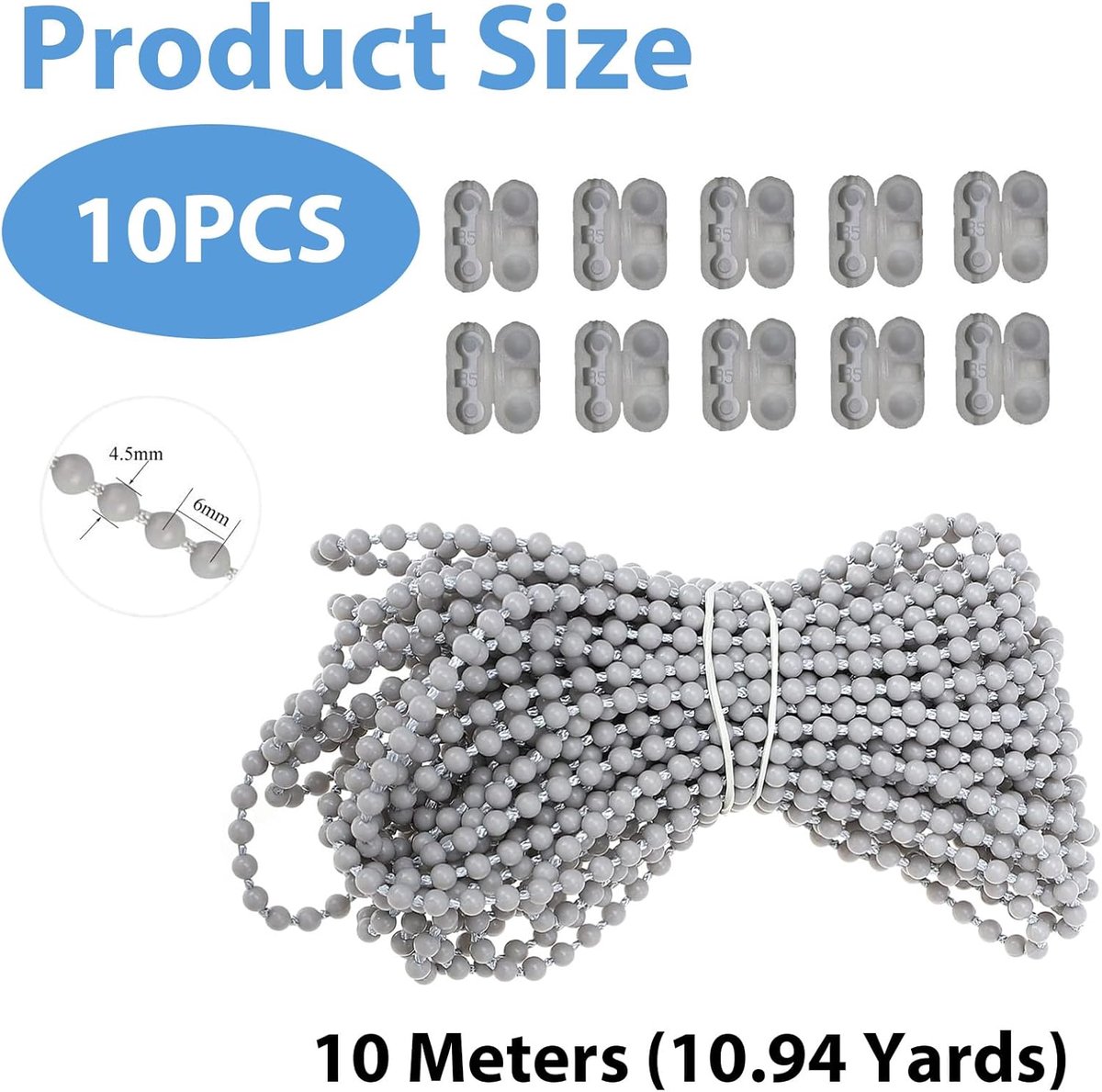 Rolgordijn ketting 12 meter - met 10 clips - eenvoudig te installeren - ideaal voor reparaties - SnelShoppen