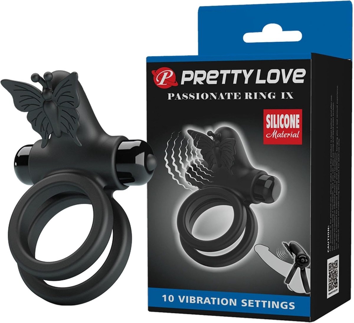 Dubbele ring vibrator - zwarte stimulator - intense stimulatie - voor koppels - ShopVlot