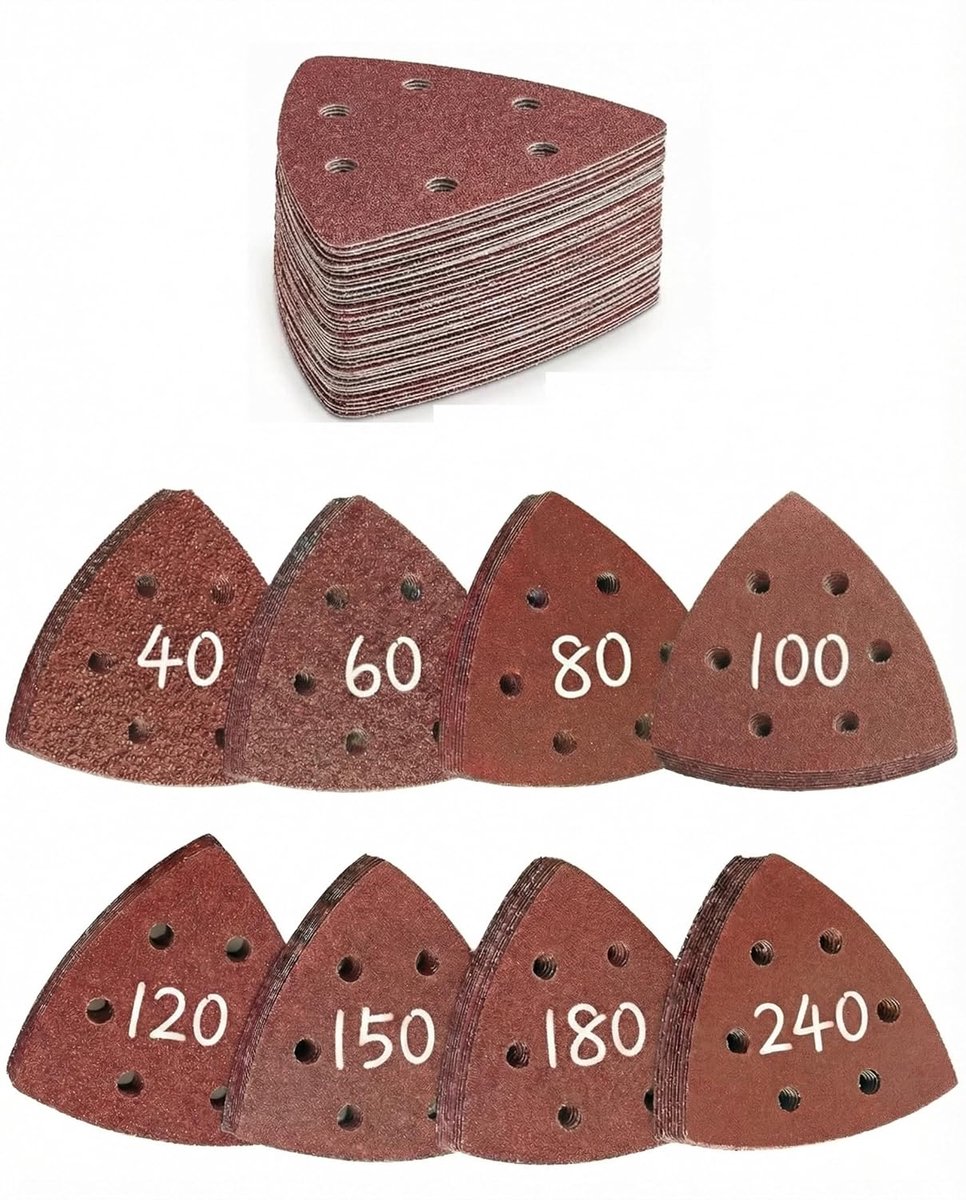 Schuurpapierset 50 stuks - korrelgrootte 40 - driehoekig voor driehoekige slijper - perfect voor houtbewerking - ShopVlot