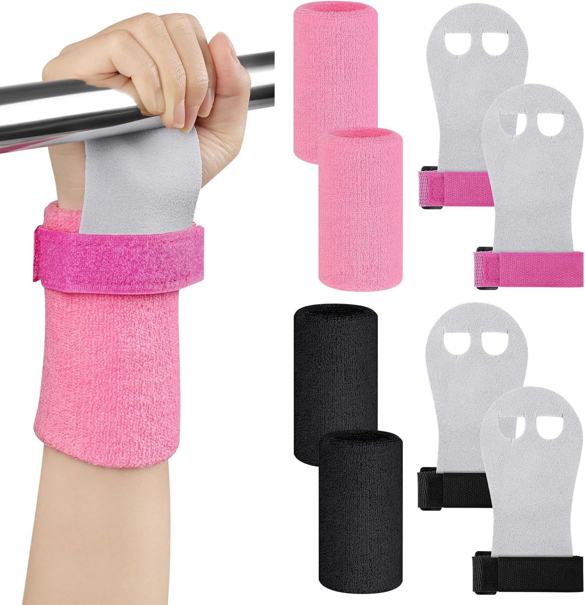 Turngrepen voor kinderen M - zwart en roze - praktisch en zacht - ideaal voor gymnastiek - ShopVlot