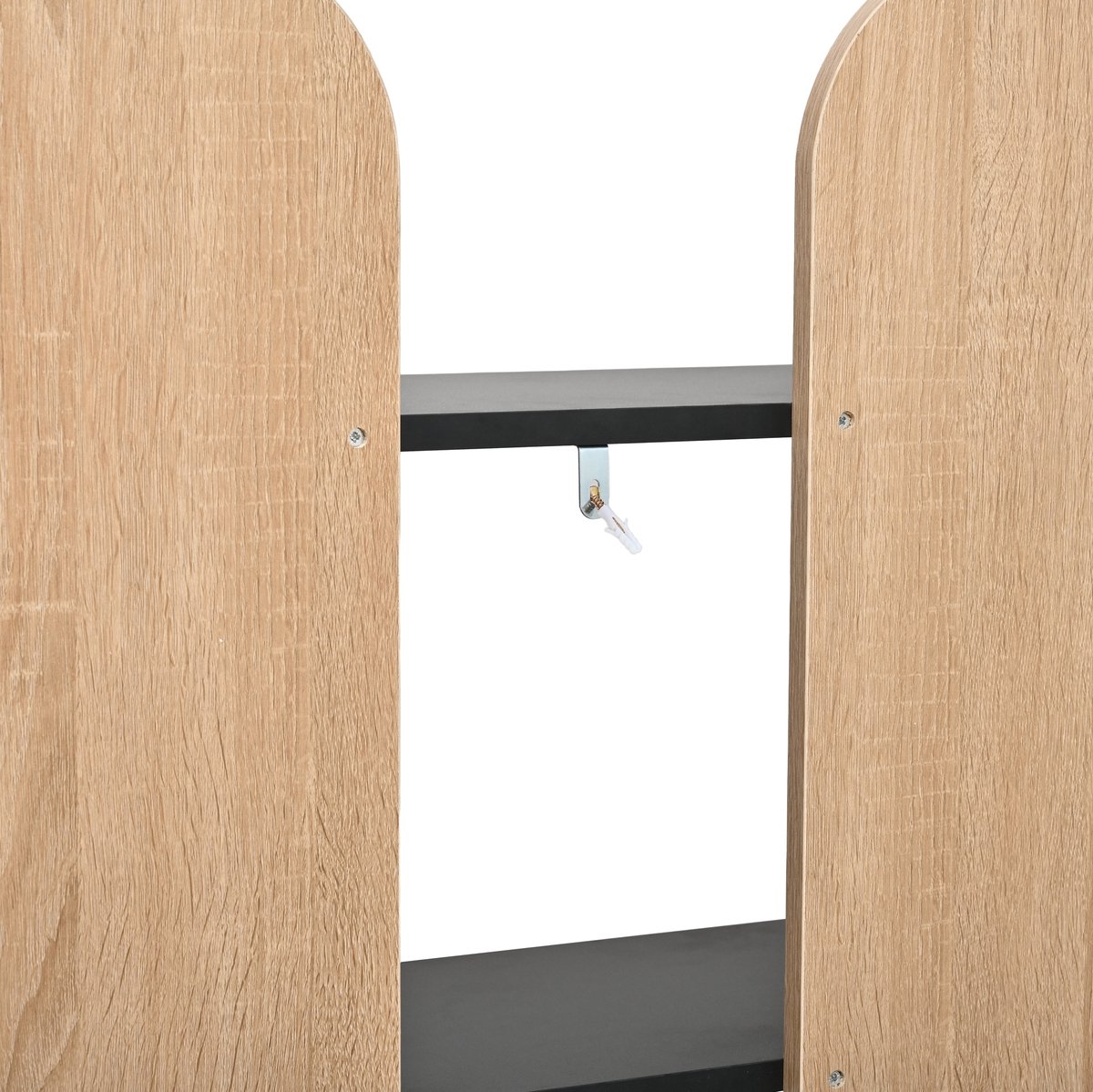 STILVORA Boekenkast – 160 x 135 x 25 cm – 5 Niveaus Met Open Indeling – Spaanplaat – Naturel En Zwart – Voor Woonkamer En Kantoor