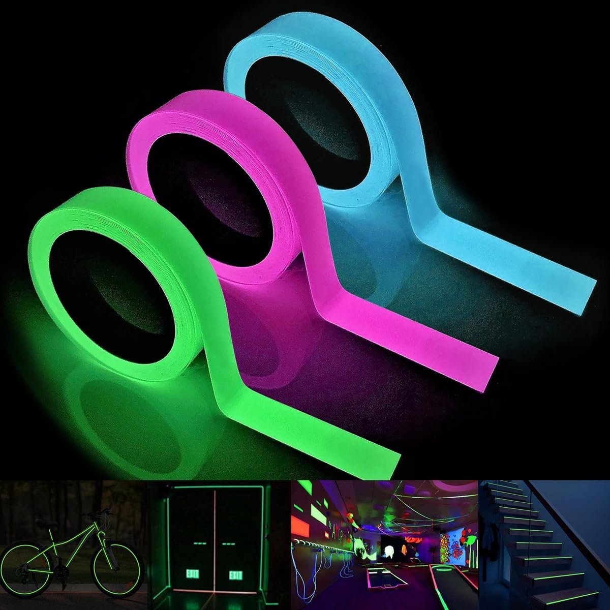 Fluorescente nachtlamp tape 5M×1Cm - Waterdicht zelfklevend - Veiligheidsmarkering voor trappen - SnelShoppen