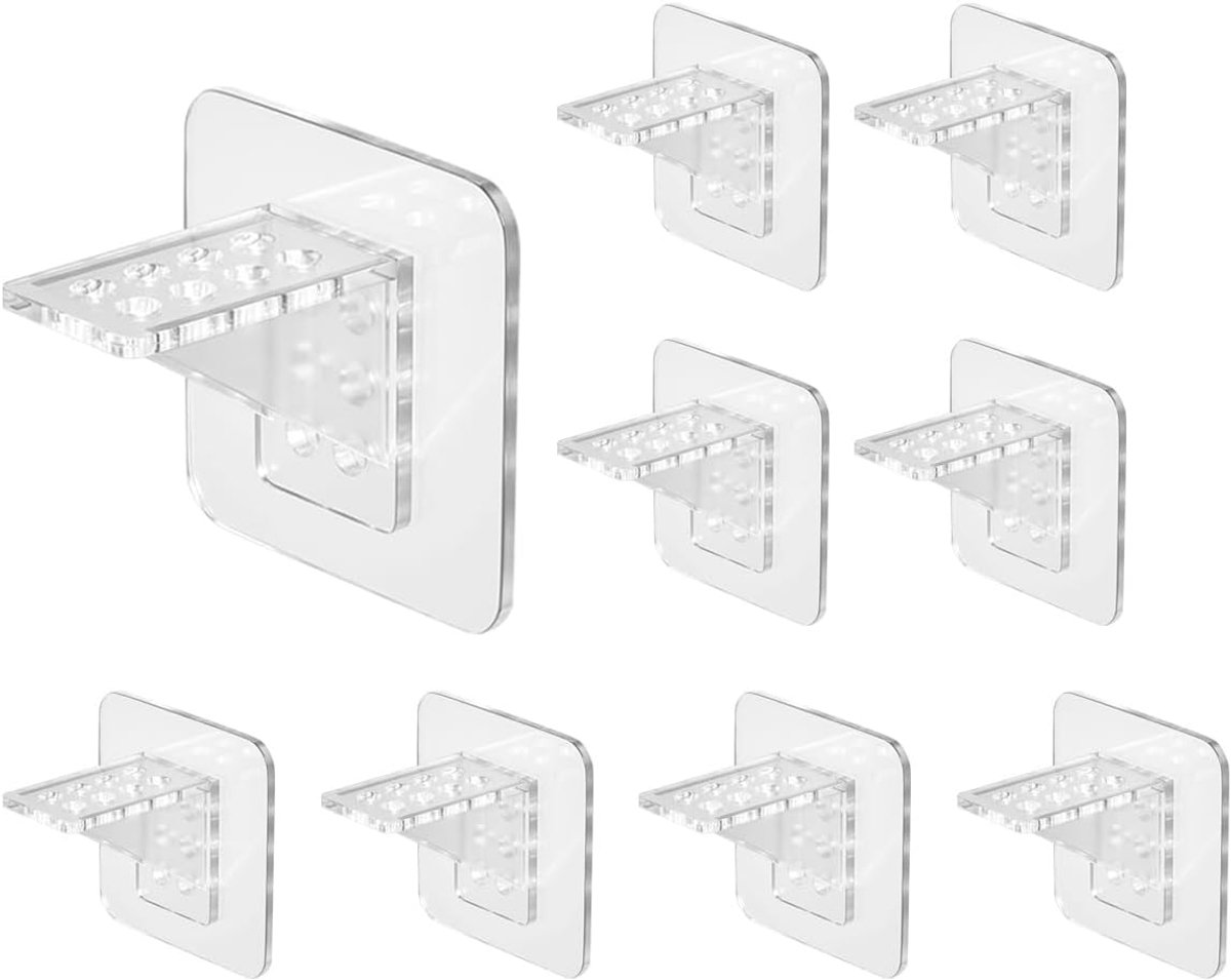 Zelfklevende plankdragers 10 x 7 x 7 cm - zonder boren - hoge stabiliteit - ideaal voor kasten - SnelShoppen