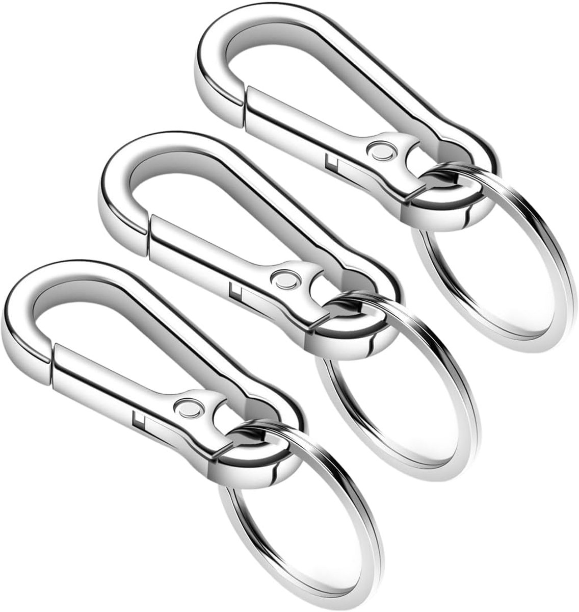 Sleutelhanger voor heren - 3 stuks met metalen karabijnhaak - duurzaam en roestbestendig - ideaal voor autosleutels - SnelShoppen