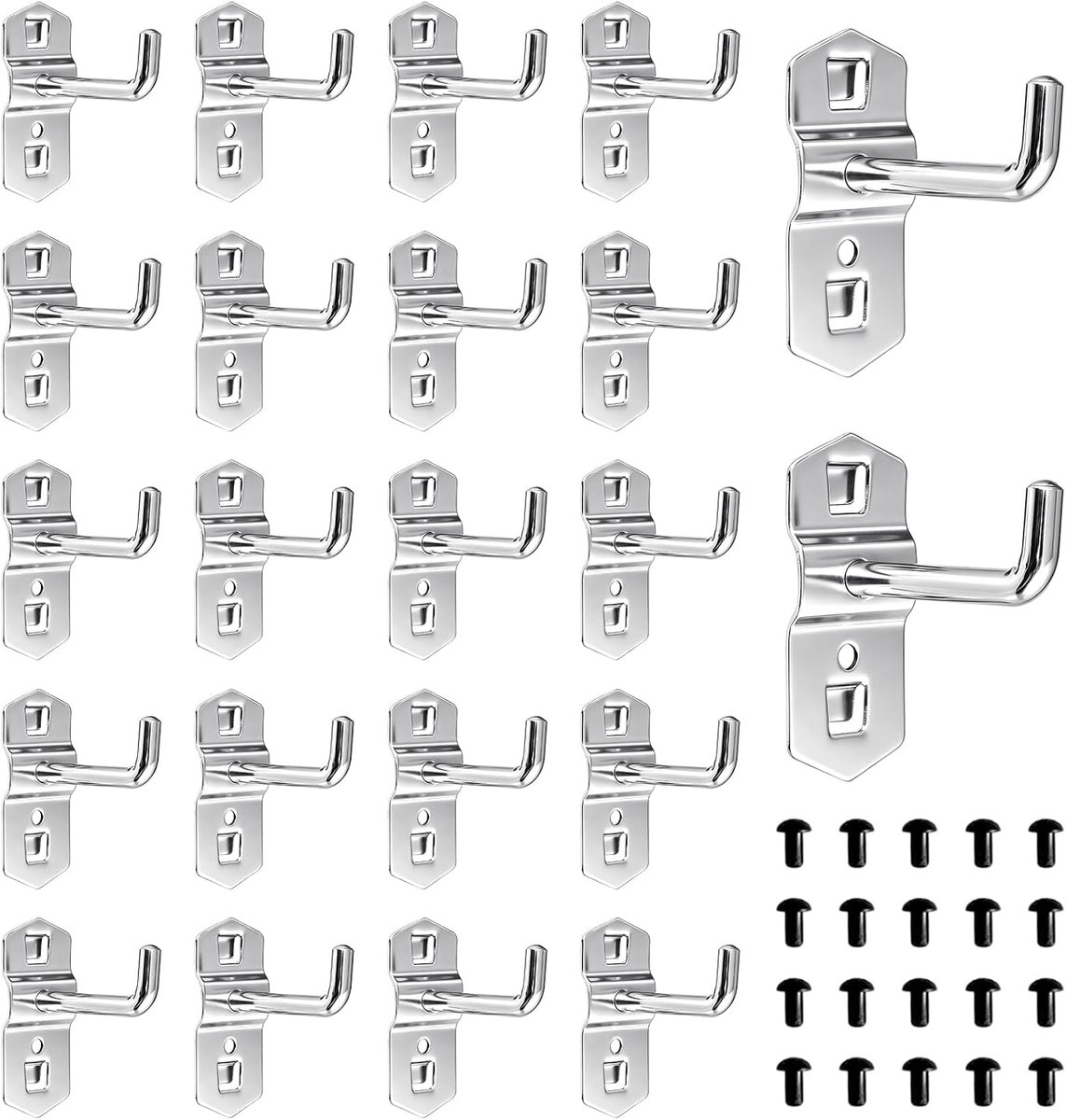 Gatenwandhaken set 50 mm - staal met borgpinnen - 22 stuks - ideaal voor gereedschap en accessoires - SnelShoppen