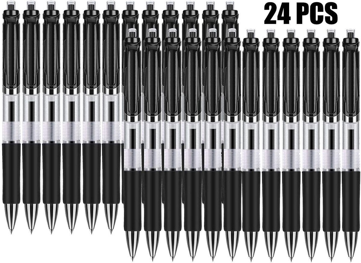 Gel Pens, GXR Black Retractable Rollerball Pens 0.5mm Non-Slip Black Gel Pens Quick Dry Ink Bullet Tip Retractable - ShopVlot