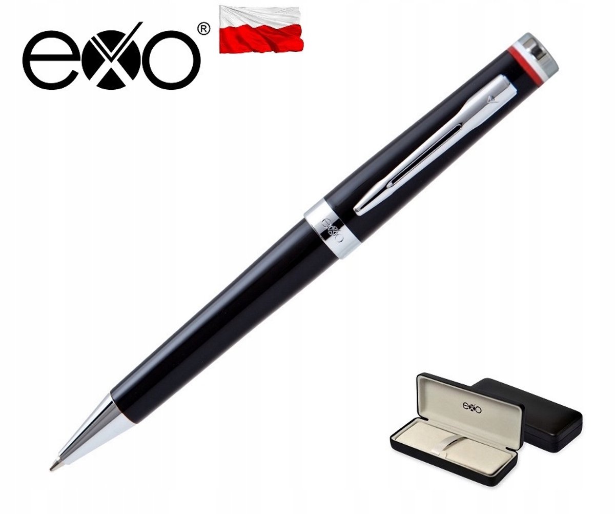 Exo Husaria Polska Luxe Metal Pen - Zwart met Blauwe Inkt