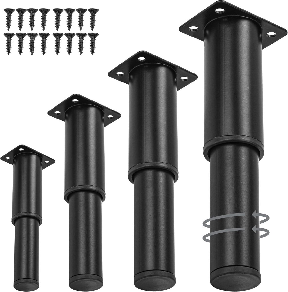 Verstelbare metalen meubelpoot 18-32cm - 5 stuks zwart - robuust en duurzaam - perfect voor meubels - ShopVlot