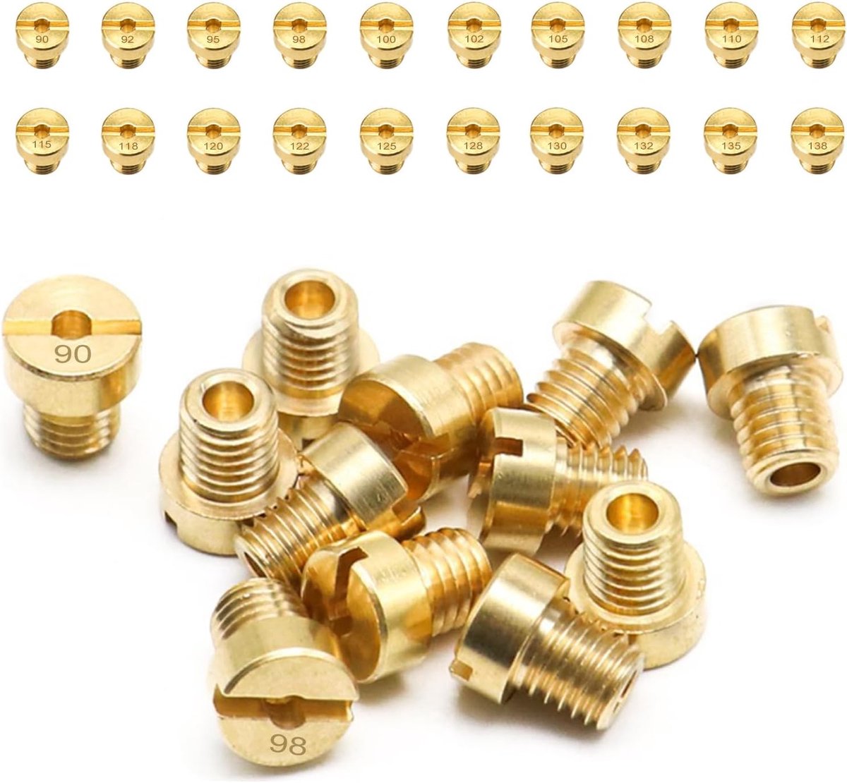 Carburateur Nozzles M6 - 20 Stuks - Diverse Maten 90 t/m 138 - Precisie afstellingen - ShopVlot