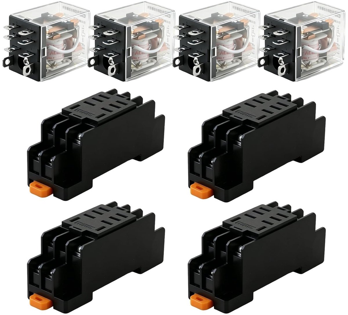 Relais 220V AC - Set van 4 - 8-pins DPDT - 10A spoelvermogen voor DIN-rail - ShopVlot