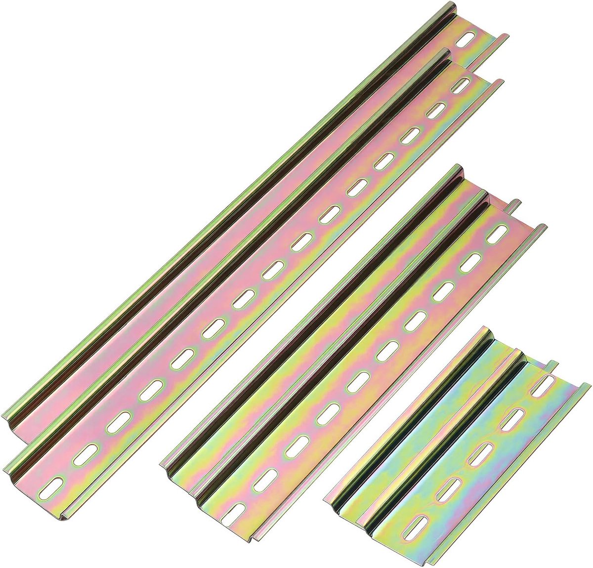 DIN-hutrail draagrail 35 mm - 6 stuks metaal - 100/200/300 mm lengte - robuust en roestbestendig - ShopVlot