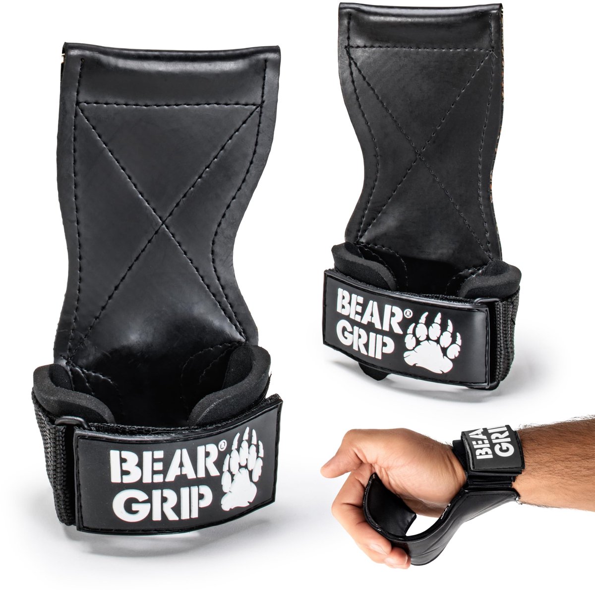 Gewichtheff straps/grepen - grote rubber - premium heavy duty - optimale grip bij training - ShopVlot