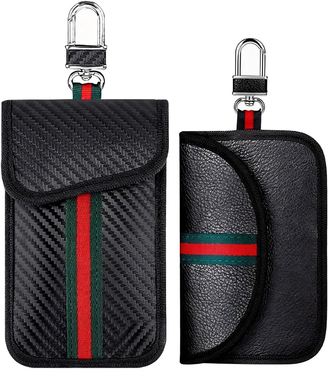 Key Signal Blocking Pouch 2 Pack - PU Leren Sleuteltas - Anti-Diefstal RFID - Bescherming tegen ongewenste toegang - ShopVlot