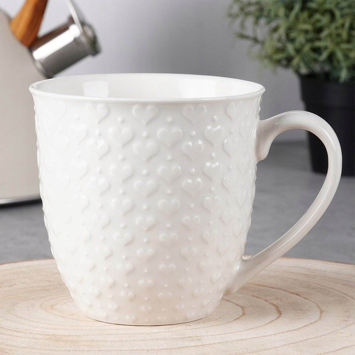 Grote Keramische Mok met Hartjes - 580 ml - Wit — cadeau in Wonen & Interieur - foto 3