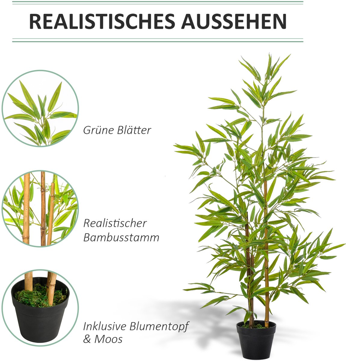 FloraGrace Kunstplant Bamboe 120 Cm Met Bloempot Kunststof Groen Voor Binnen En Buiten Realistische Decoratie Met 644 Bladeren
