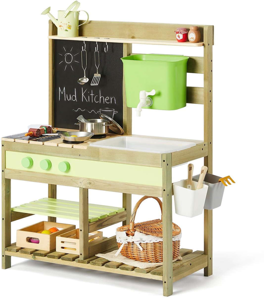 Outdoor modderkeuken - hout - voor kinderen van 3-7 jaar - stimuleert creatief spel - ShopVlot