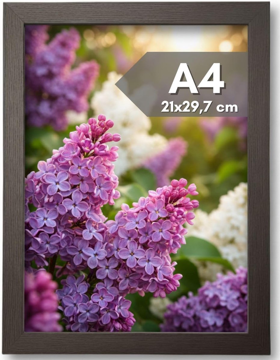 Fotolijst A4 - Zwart Hout - Antireflecterend Front - Geschikt voor Certificaten - ShopVlot
