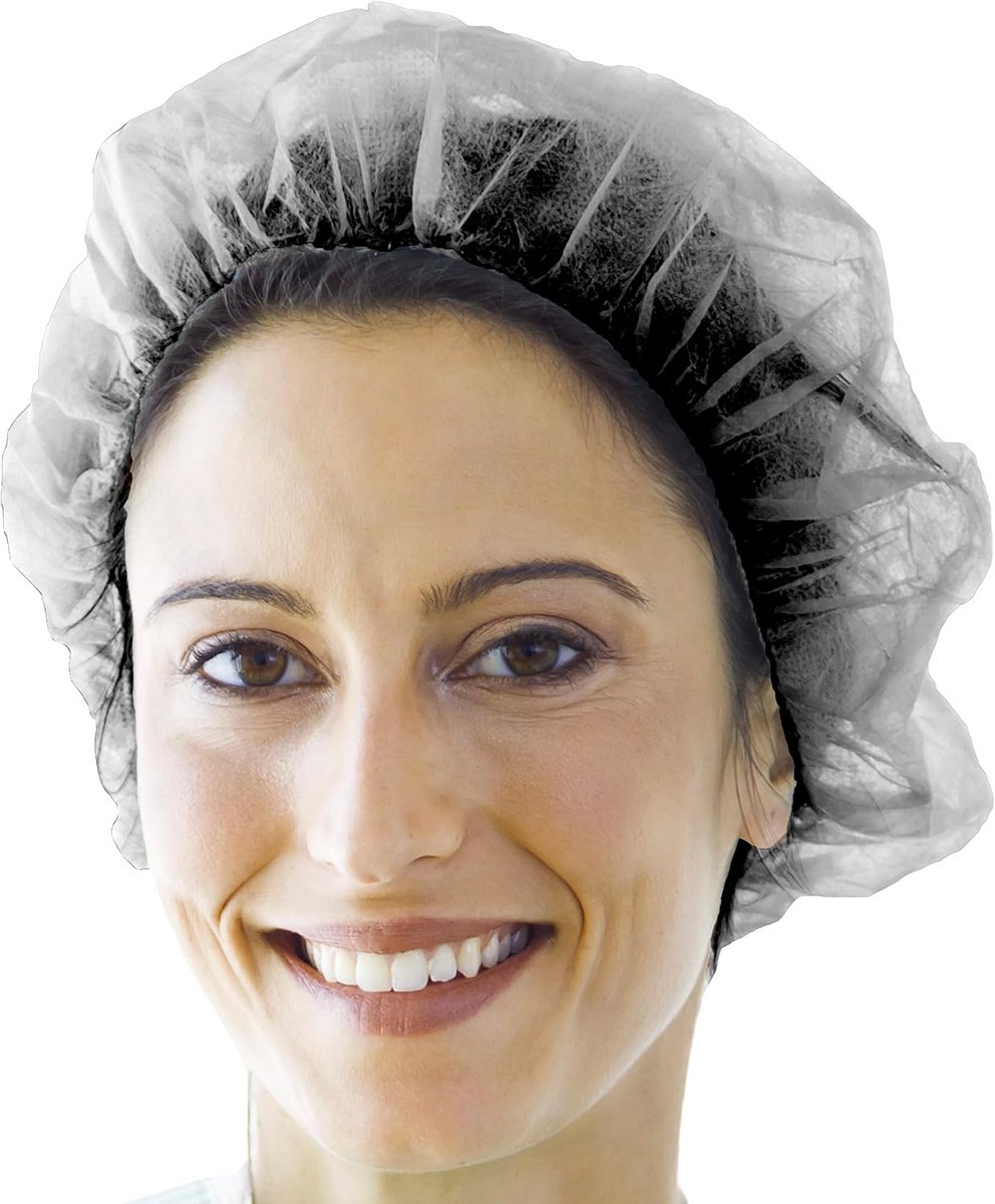 Wegwerp-hoofdtelefoon, 100 stuks, voor hoofd- en haarafdekkingen, voor cosmetische middenstukken, wellnesscentra, spa, medische centra, restaurants, reiniging, latexvrij - ademend, zwart., Eén maat