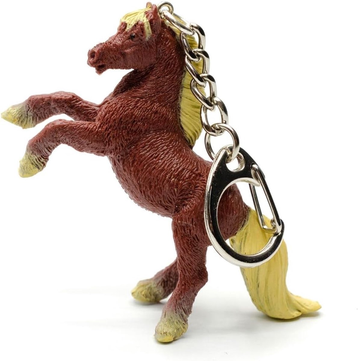 Paarden sleutelhanger paard pony rijden rood gele manen stijgend - handgemaakt modesieraad I hanger sleutelring sleutelring sleutelhanger sleutelhanger, Meerkleurig, 70mm