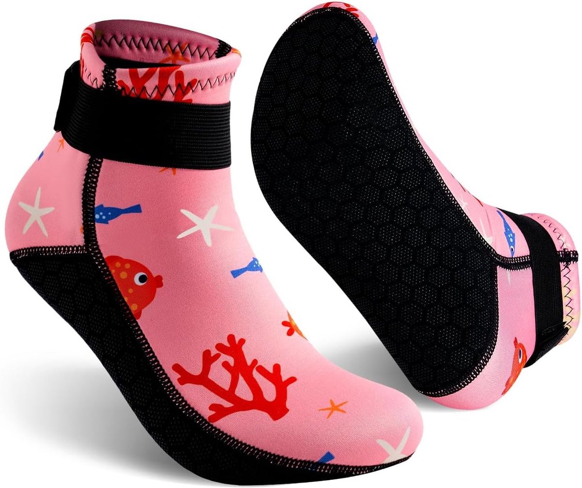 3 mm neopreen sokken voor jongens en meisjes, antislip, thermisch, ideaal voor duiken, surfen, strand, zwemmen, raften en waterparken | 3 mm neopreen, klittenbandsluiting, warm houden, voor strand, beachvolleybal, surfen, duiken, jongens en meisjes