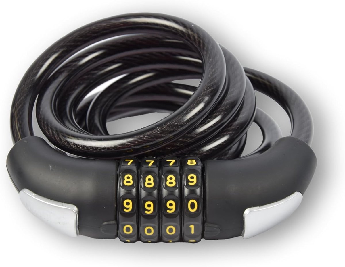 Fietslot met cijfercombinatie 180cm - lichtgewicht kunststof en rubber - 10mm dik - veilig en betrouwbaar - SnelShoppen