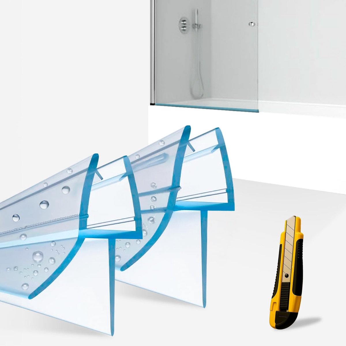2 meter 2 stuks (2 x 1 m) voor 6-8 mm glas - rubberen lip douchedeur duurzaam en stabiel, past ideaal als douchewandafdichting, beschermt tegen spatwater, zeer eenvoudige