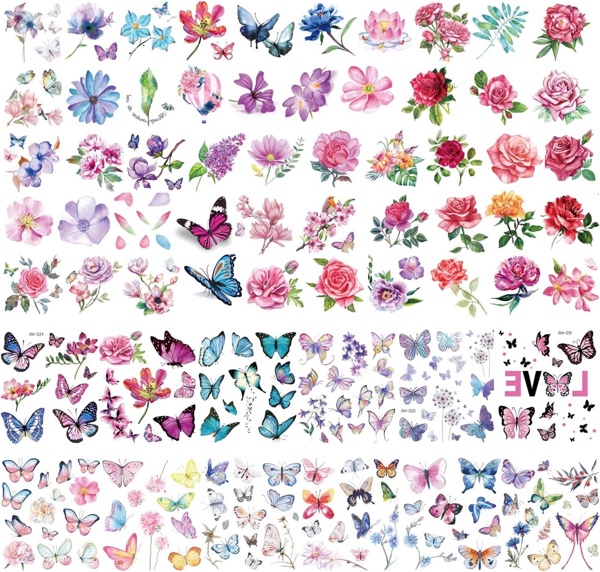 Tijdelijke Tatoeages voor Vrouwen Meisjes, 180+ Ontwerpen Tijdelijke Tattoo Stickers Volwassen Body Art Make-up nep Tattoo Feest Verjaardag Halloween Kerstmis
