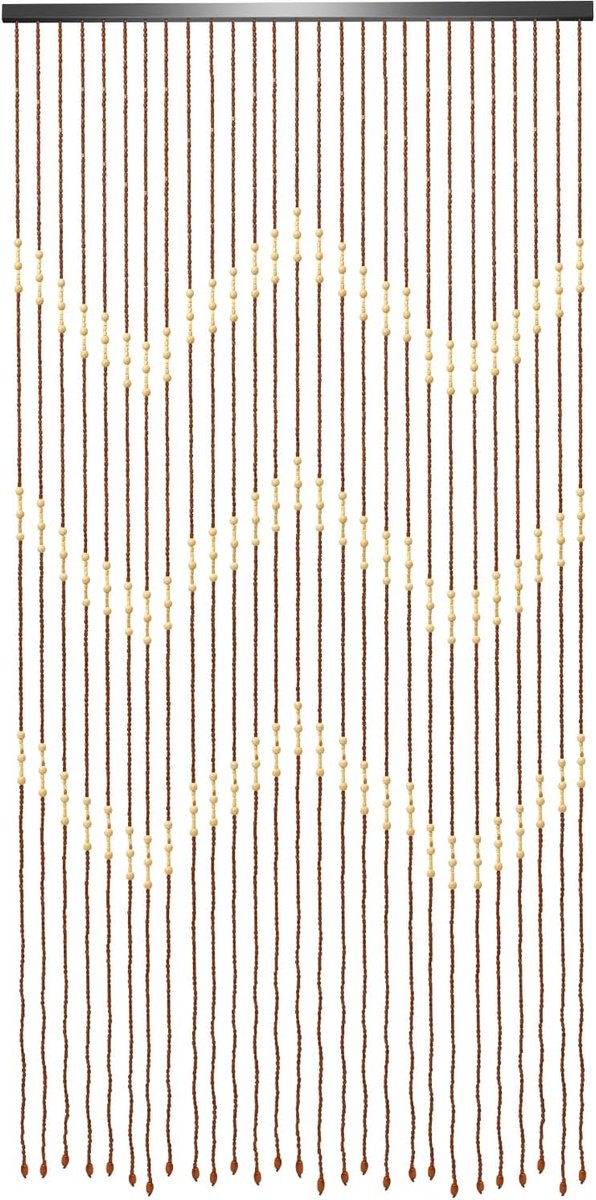 Parelgordijn, deurgordijn, 27 strengen, insectenbescherming, houten parelgordijn, gordijn, decoratie, ruimteverdeler, 90 x 175 cm, voor woonkamer, badkamer, eetkamer (A)