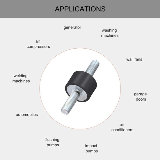 sourcing map 4 stuks rubberen schokdempers, dubbele uiteinden, trillingsdempers met M5 x 15 mm bouten van sourcing-map — afbeelding 2