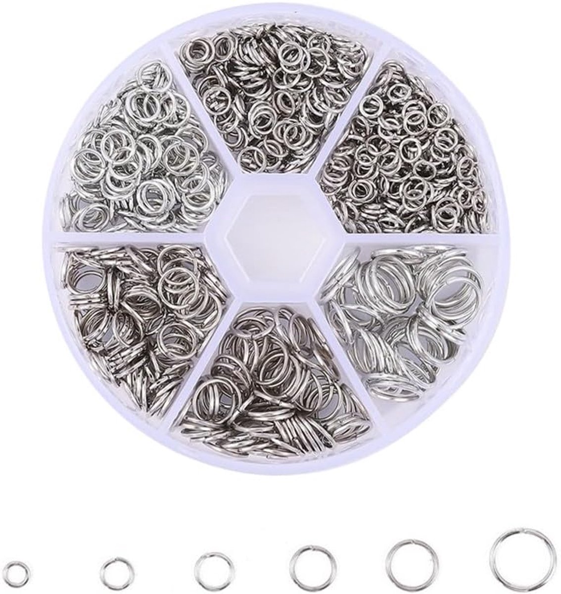 880 stuks gouden mini-sleutelringen, springringenset, 4, 5, 6, 7, 8, 10 mm, sleutelringen, kleine ringen, sets met openingen, doe-het-zelf ontdekkingen voor het maken van sieraden (goud), B