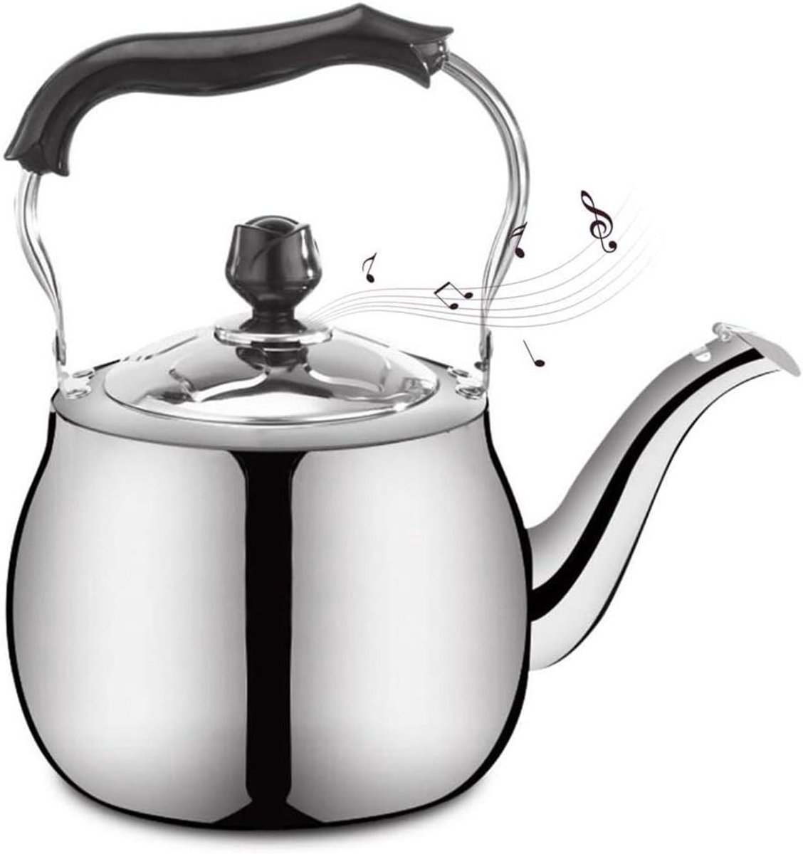 Waterkoker met Fluitje - Theepot RVS - Water Koken - Automatisch Fluitje - 2L - Zilverkleurig
