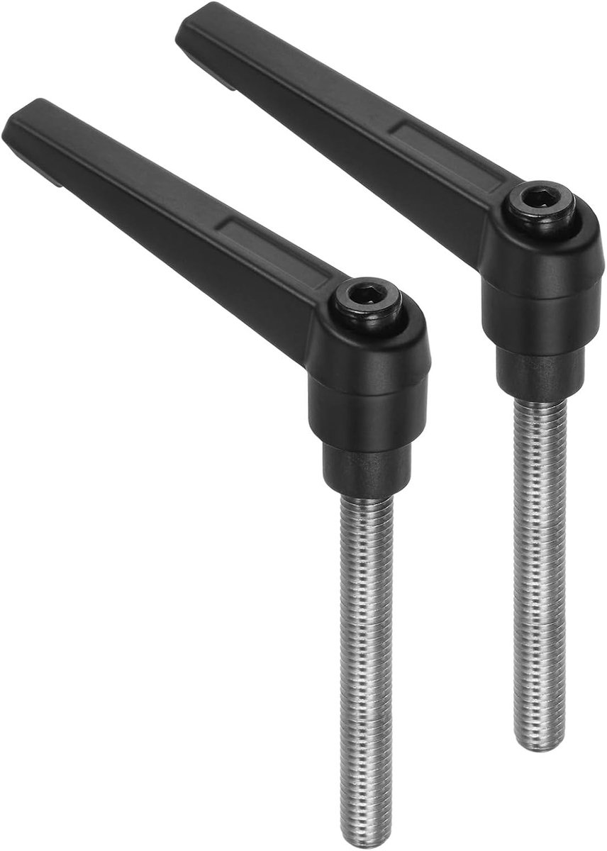 2 handgrepen met spanhendel, M8 x 60 mm, met schroefdraad van roestvrij staal 304, verstelbare handgrepen met vergrendelingsknop, zwart