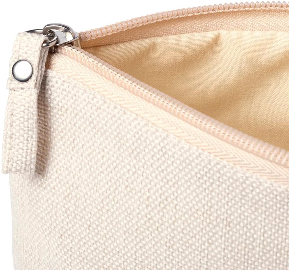 Toilettas voor dames van zachte combinatie van katoen en polyester in natuurlijke tinten, met ritssluiting, make-uptas voor op reis, Ruw