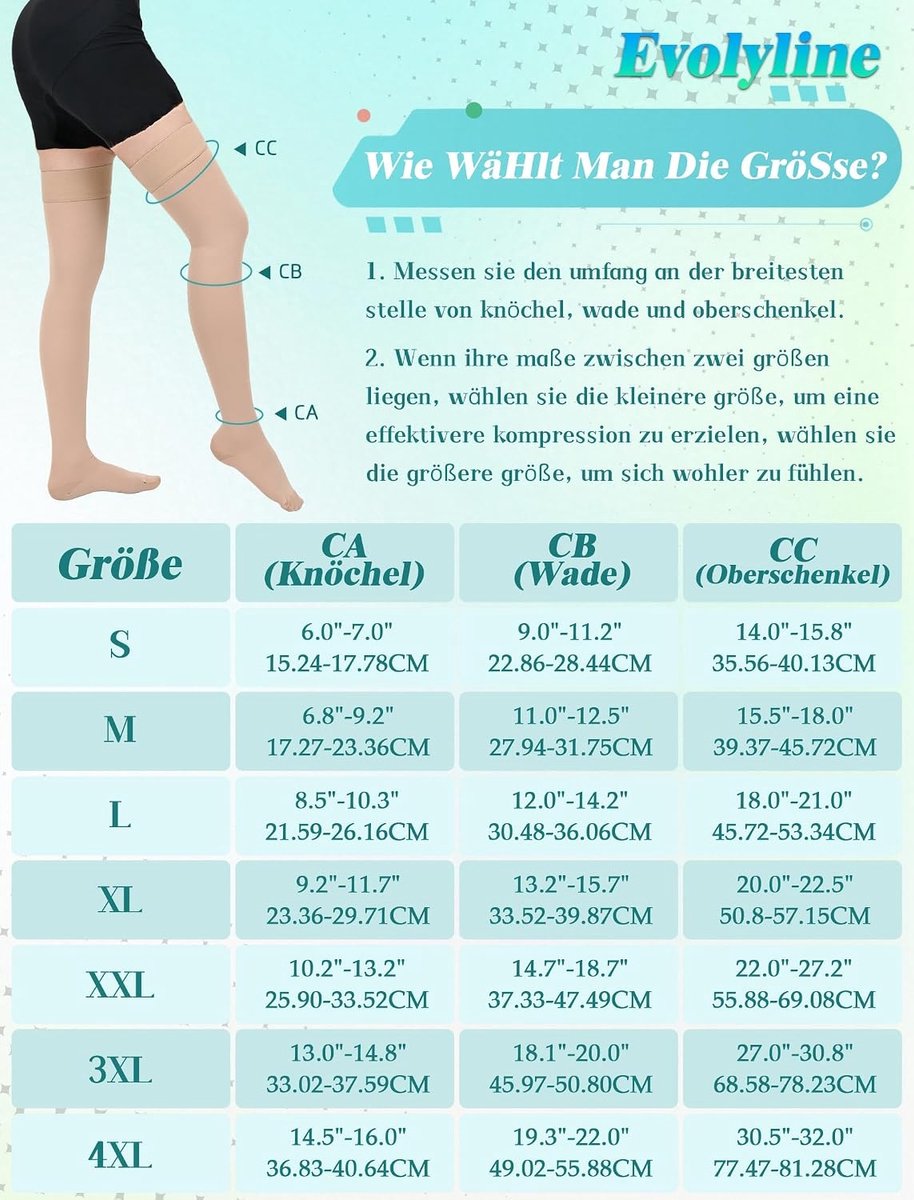 Kousen voor dames en heren, klasse 2, lange steunkousen, gesloten teen, trombosekousen, met siliconen band voor spataderen, oedeem, vlucht