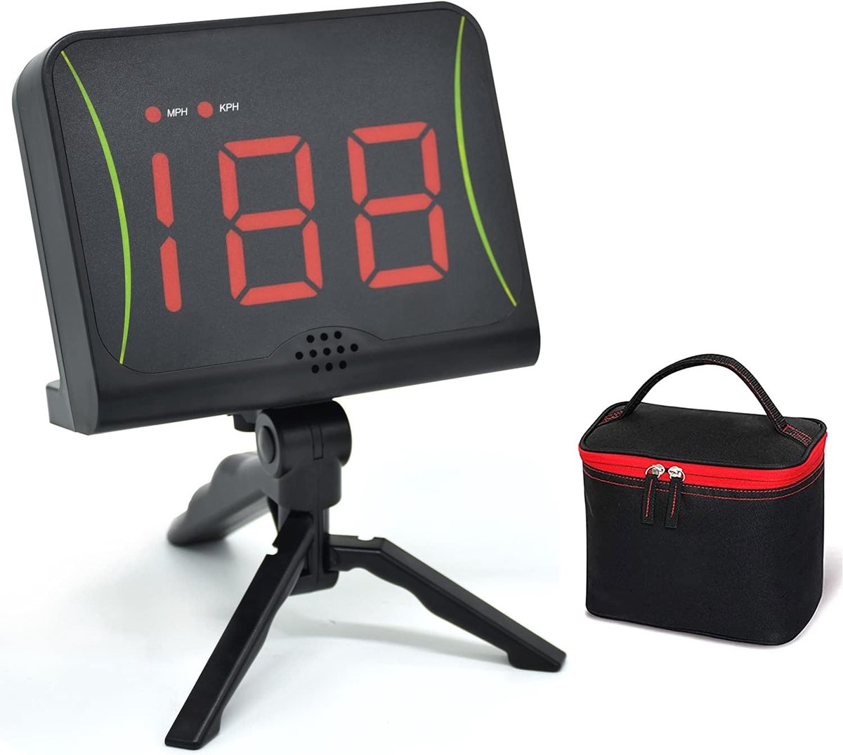 Baseball Speed Radar Snelheidsmeter en balsnelheidsradar met rood led-display, schietsnelheidsradar met MPH- en KPH-meting, vrijstaande radar voor hockey, voetbal