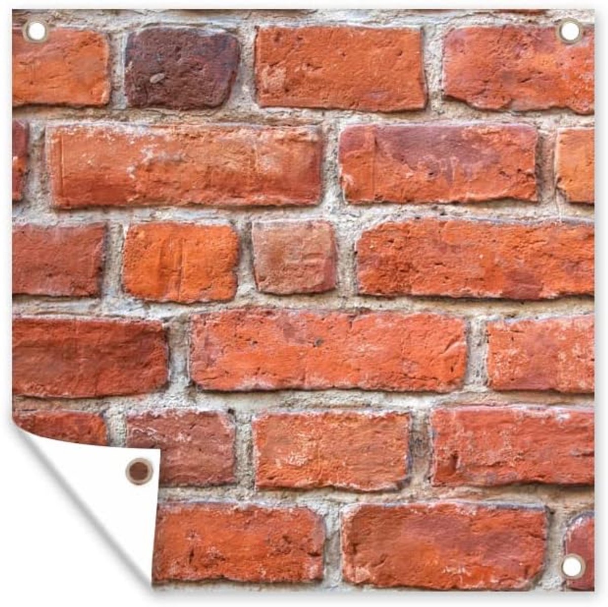 Tuinposter - 200x200 cm - Muur - Baksteen - Rood