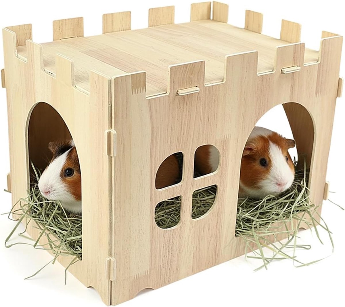 houten huis, konijnenspeelgoed, 40 x 30 x 30 cm, knaagdierenhuis voor konijnen en verstopplaats van houten konijnen, konijnenhuis met plat dak en ventilatiegaten, afsluitbaar