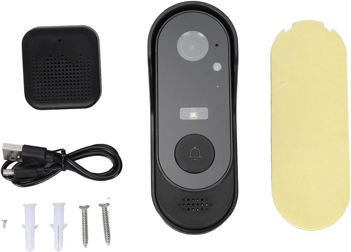 Videodeurbel Camera - Slimme Deurbel - Huisbeveiliging - HD Beeldkwaliteit - 16x9x6 cm - Zwart
