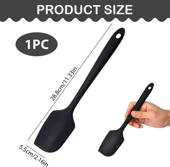 Siliconen spatel, 29 cm, 250 °C, hittebestendige anti-aanbaklaag, flexibele naadloze deegschraper, zwart bakken, koken, siliconen keukengerei met nylon kern voor het mengen en roeren en schrapen — afbeelding 4