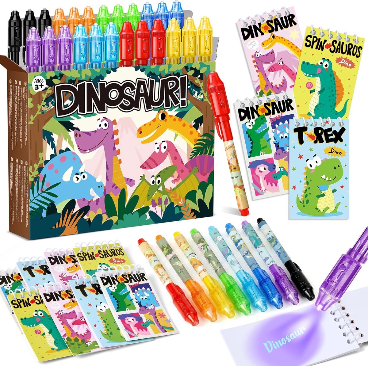 Feestcadeautjes voor kinderverjaardag 48 stuks - gastgeschenken met uv-pen - notitieboek en toverstiften - SnelShoppen