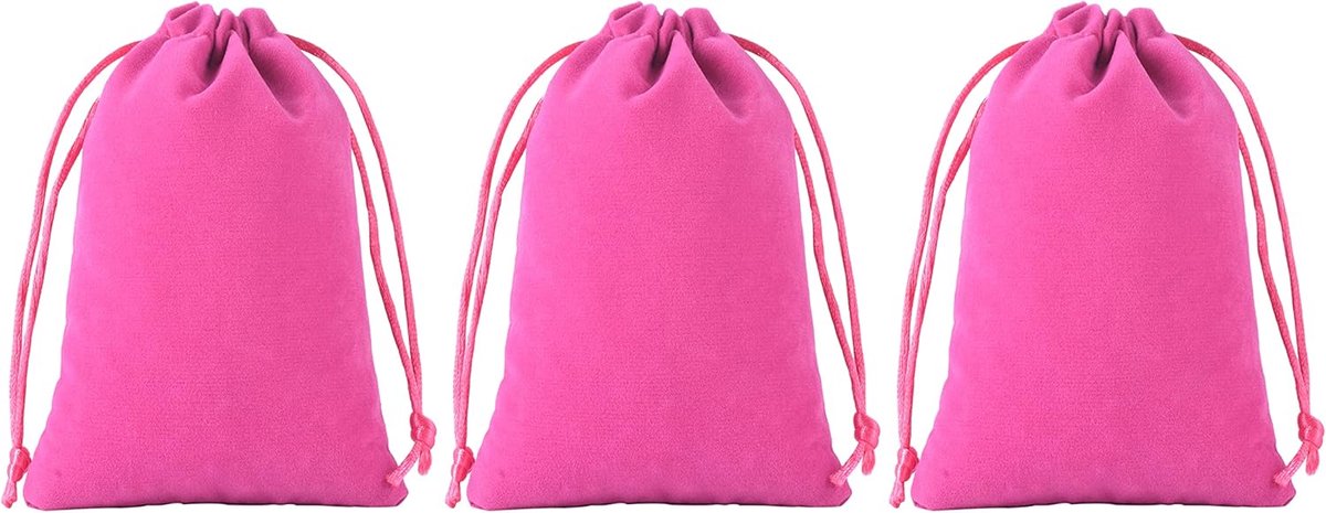 Sieradenzakjes met trekkoord, voor geschenken, feestelijke gelegenheden, roze, 13 x 18 cm, 10 stuks