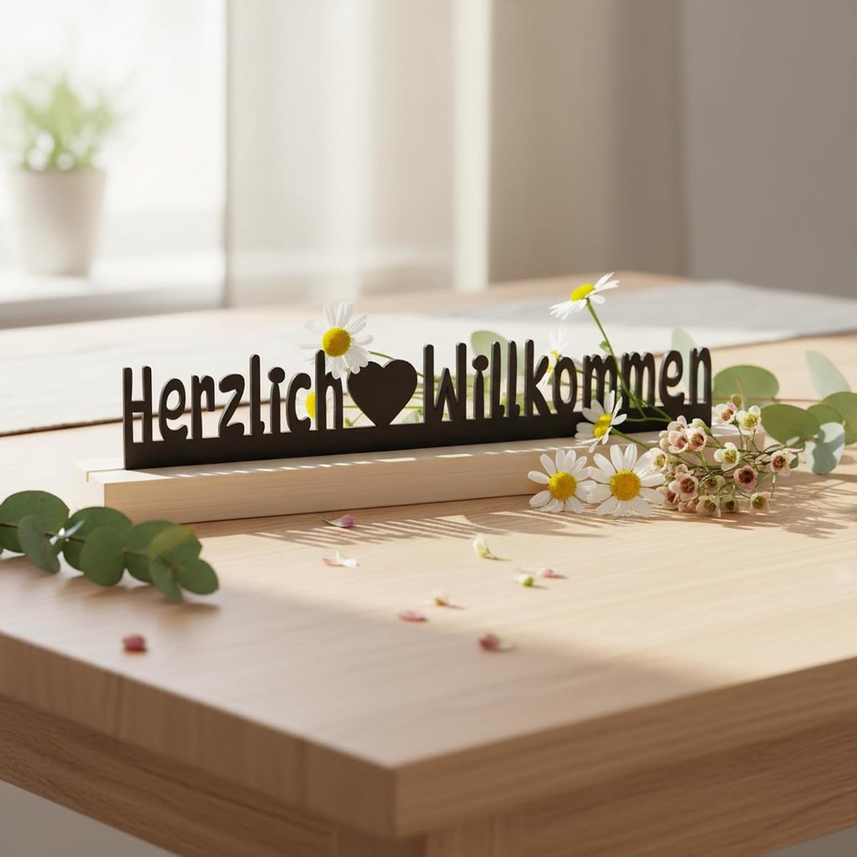 - houten geschenkartikel deco tafelstandaard hartelijk welkom tafeldecoratie