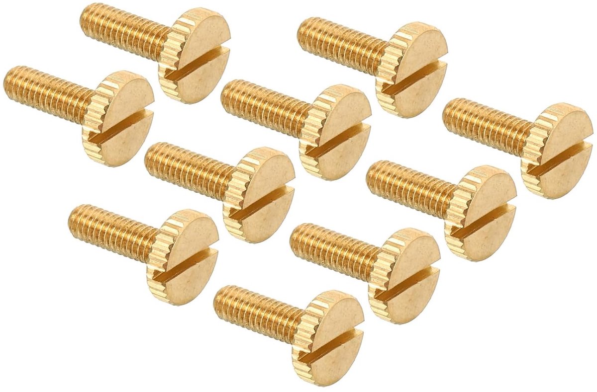 Gekartelde kopschroeven M5 x 15 mm, 20 stuks messing schroeven met platte punt, handgrepen, bevestigingselementen met rechte schouders voor verlichting, meubels, elektronica, mechanica