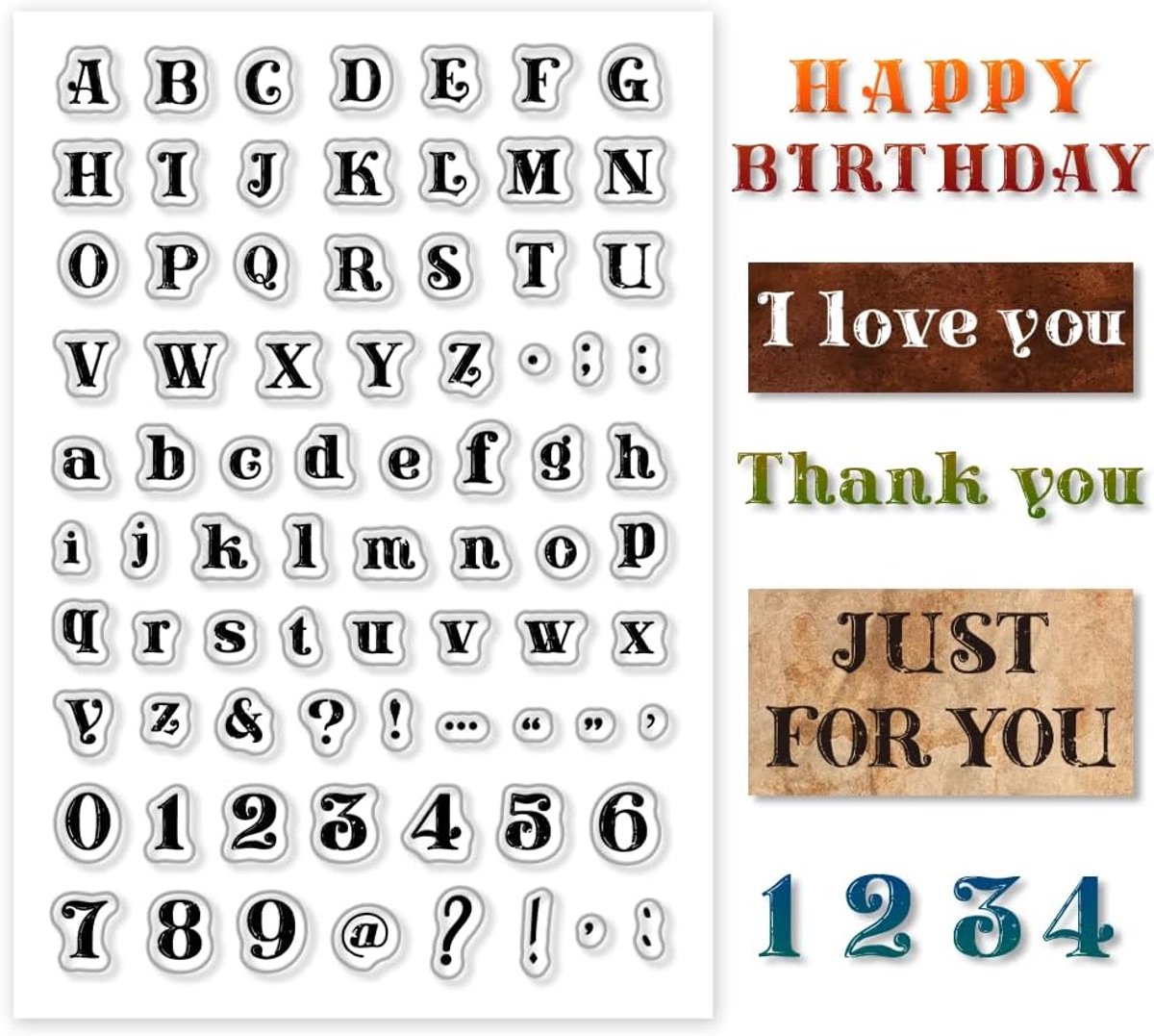 PandaHall Heldere stempels, letter siliconen stempel Retro alfabet rubber stempel transparante stempels voor kaart maken foto album decoratie en DIY scrapbooking, 11x16cm