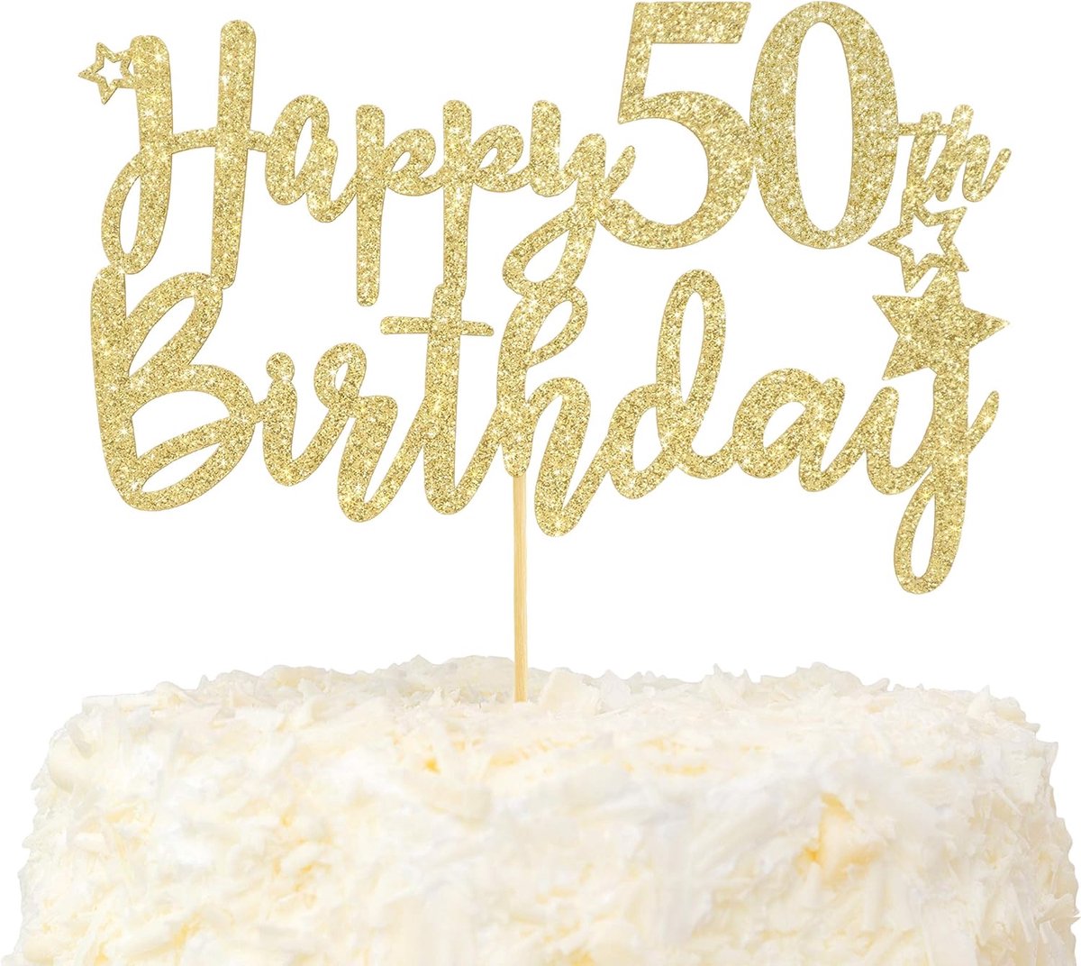Happy 50e Verjaardag Taarttopper Hallo 50 en Fantastisch Taartdecoratie Goud Glitter Proost op 50 Jaar Feestartikelen Decor
