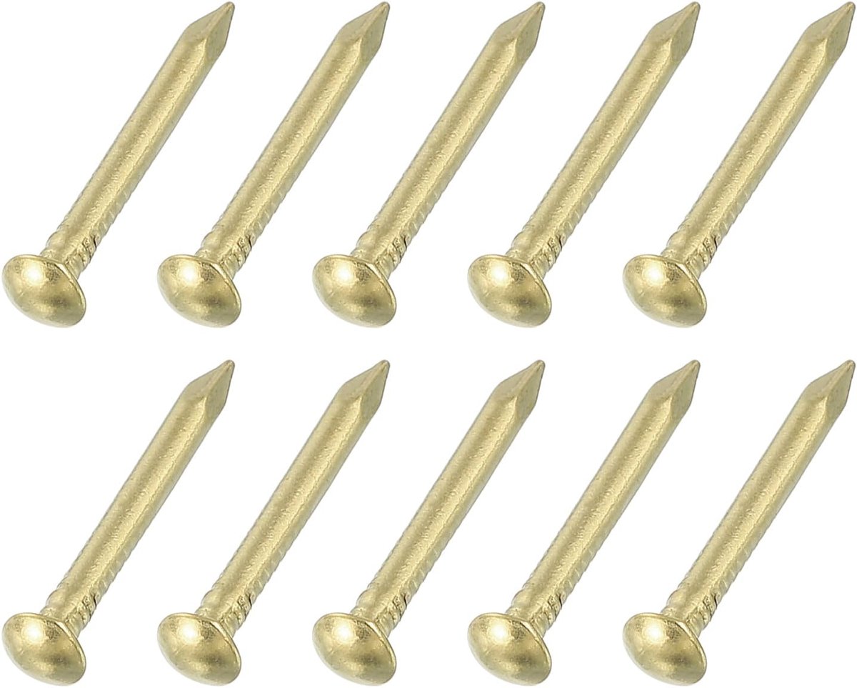 100 stuks kleine metalen stiften, 1 5 x 12 mm, messing ronde kopstiften, gewone finishstiften voor huishouden, houtwerkplaats, fotoophanging, doe-het-zelf projecten, goud