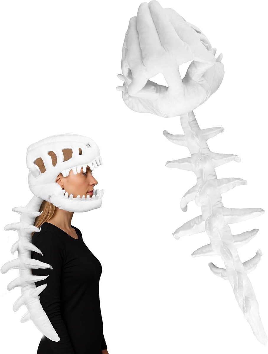 3D-Dinosaurskelet-Kostuum, Levendige Wervelkolomverlenging & Schedelmasker Draagbare Dinosauriër-Uitrusting voor Halloween-Cosplay Carnavalsfotorekwisieten-Verkleedpartij