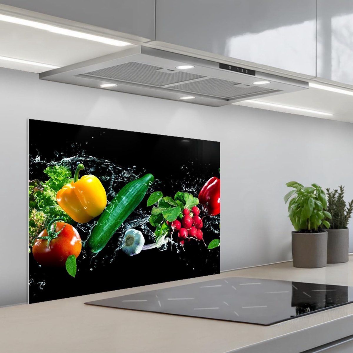 keukenachterwand 50x70 cm zelfklevend keuken decoratie accessories home kitchen spatscherm Groente - Splash - Zwart